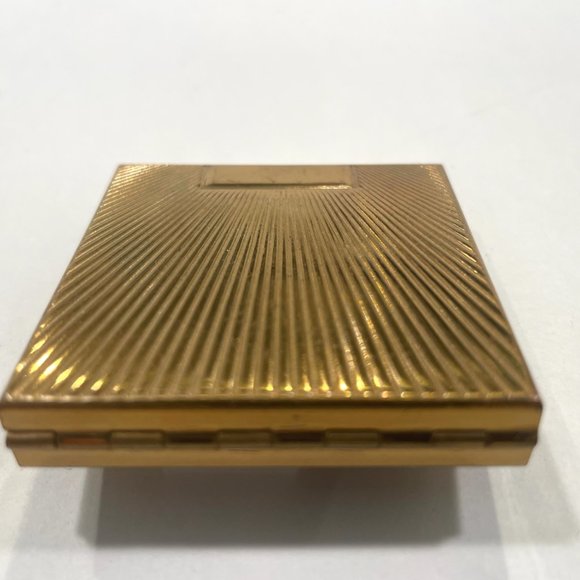 Volupte USA Mid Century Modern Brass Mirrored Miniature Powder Compact - Picture 5 of 9